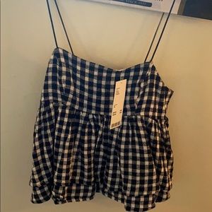 Black and white striped Empire waist Top